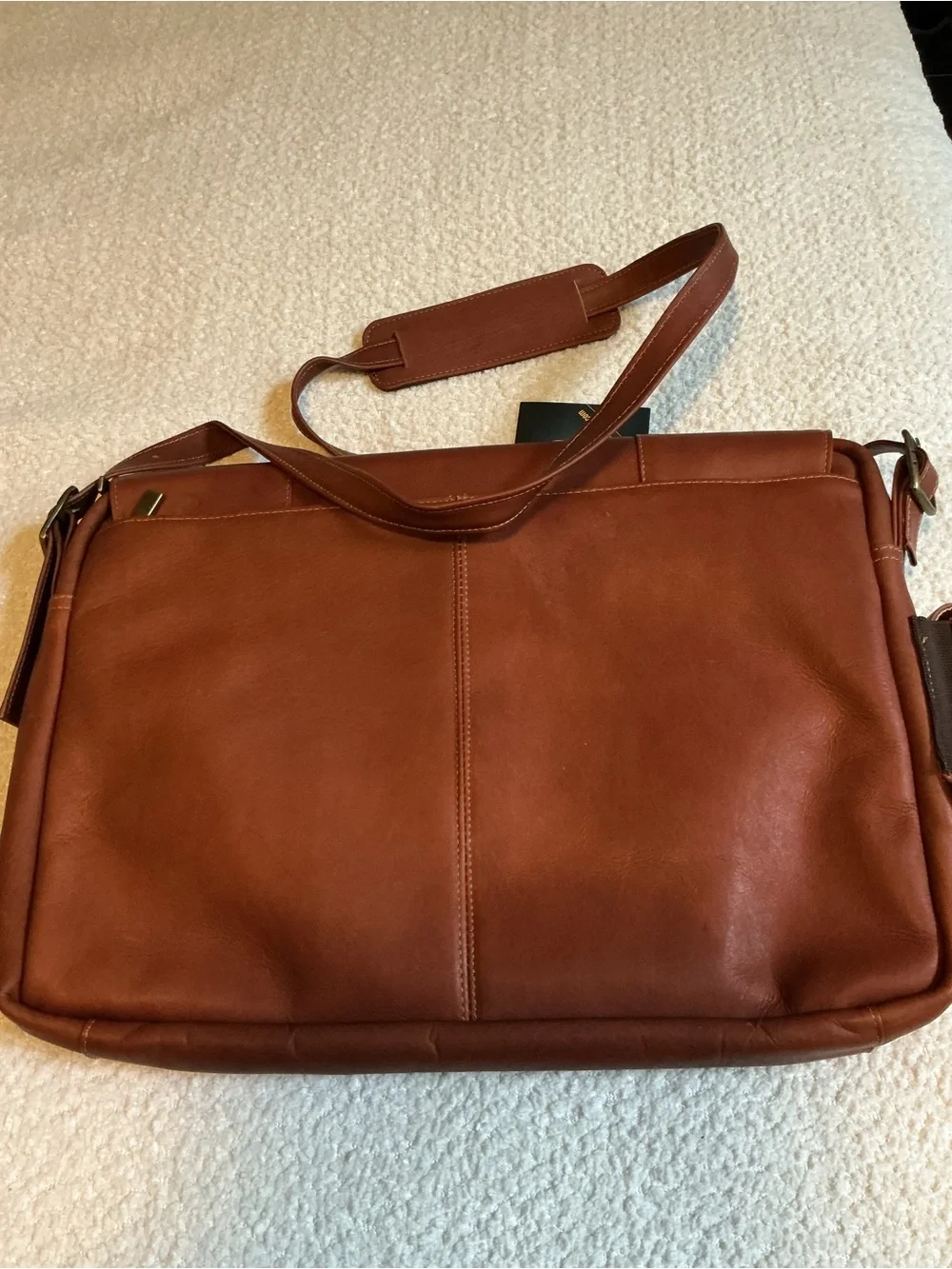 NBA Tan Leather Laptop Messenger Bag for Men 100% Leather